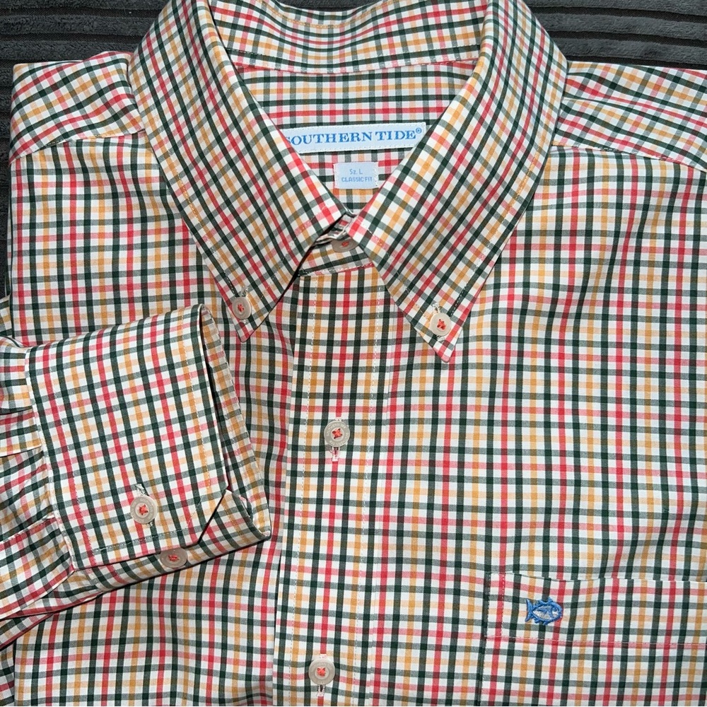 Southern Tide Skipjack Men’s Plaid Long Sleeve Button-Down Shirt Size Large